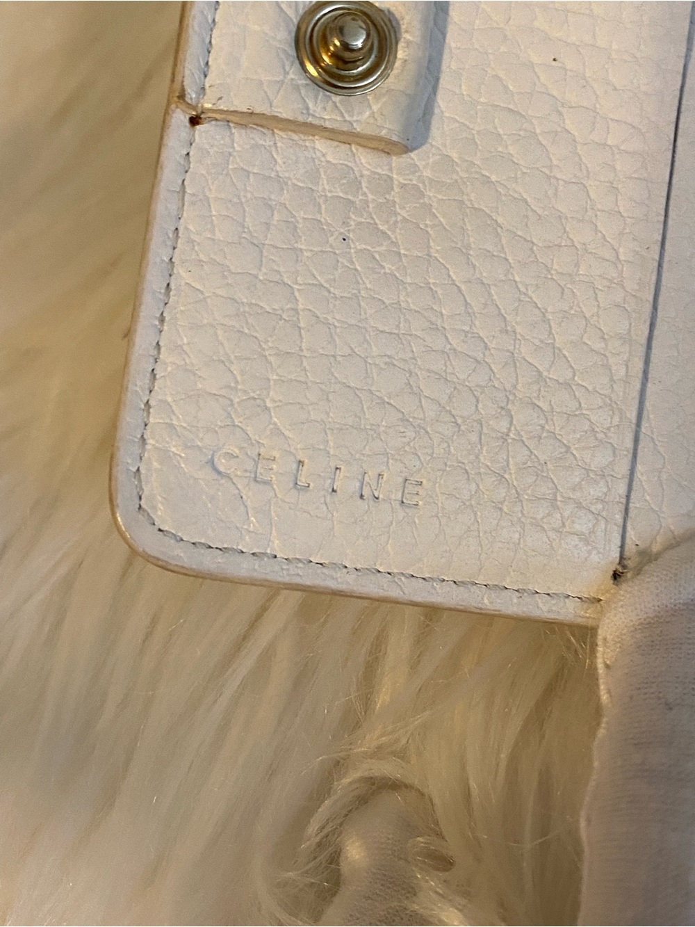 Celine Cream Embossed Leather Compact Wallet with Gold-Tone Plaque - Picture 8 of 11